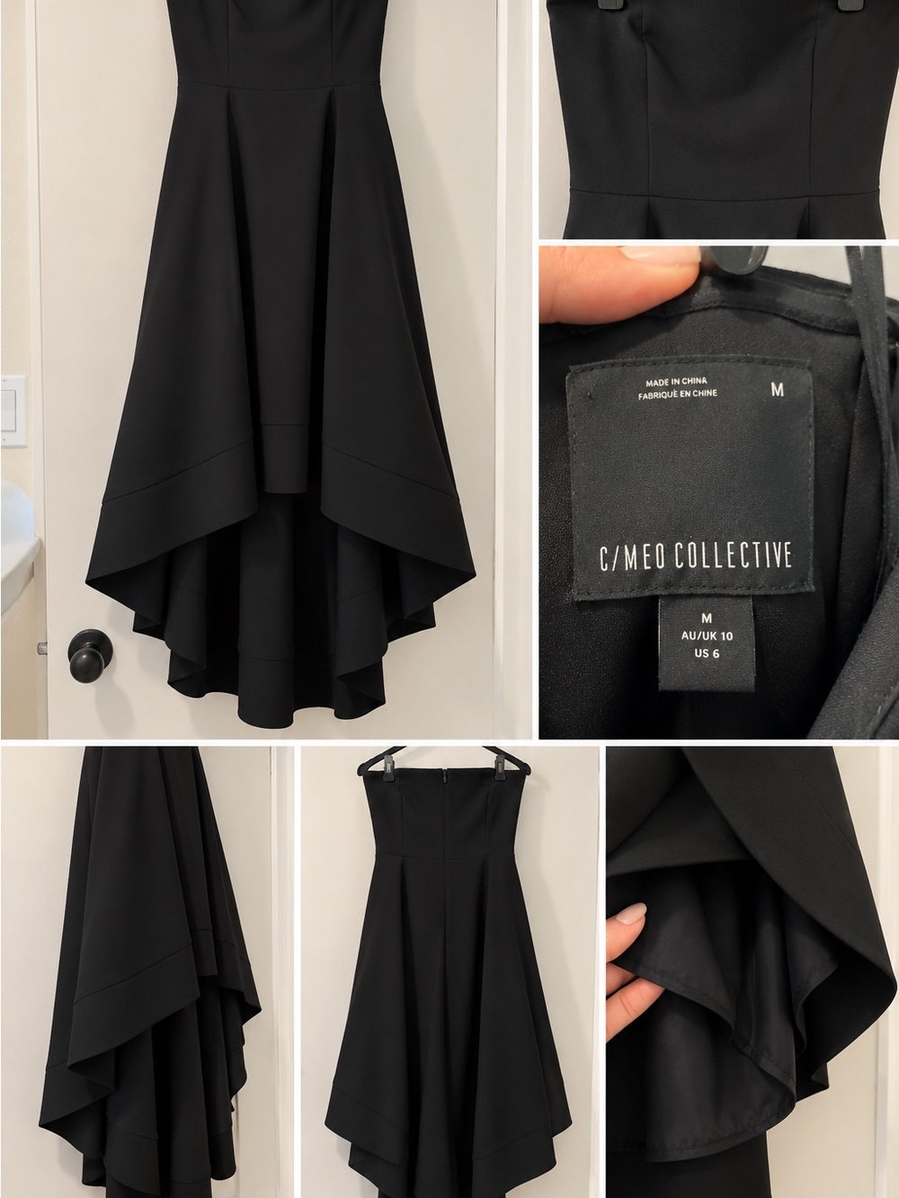 C/MEO Collective Black Strapless High-Low Evening Dress